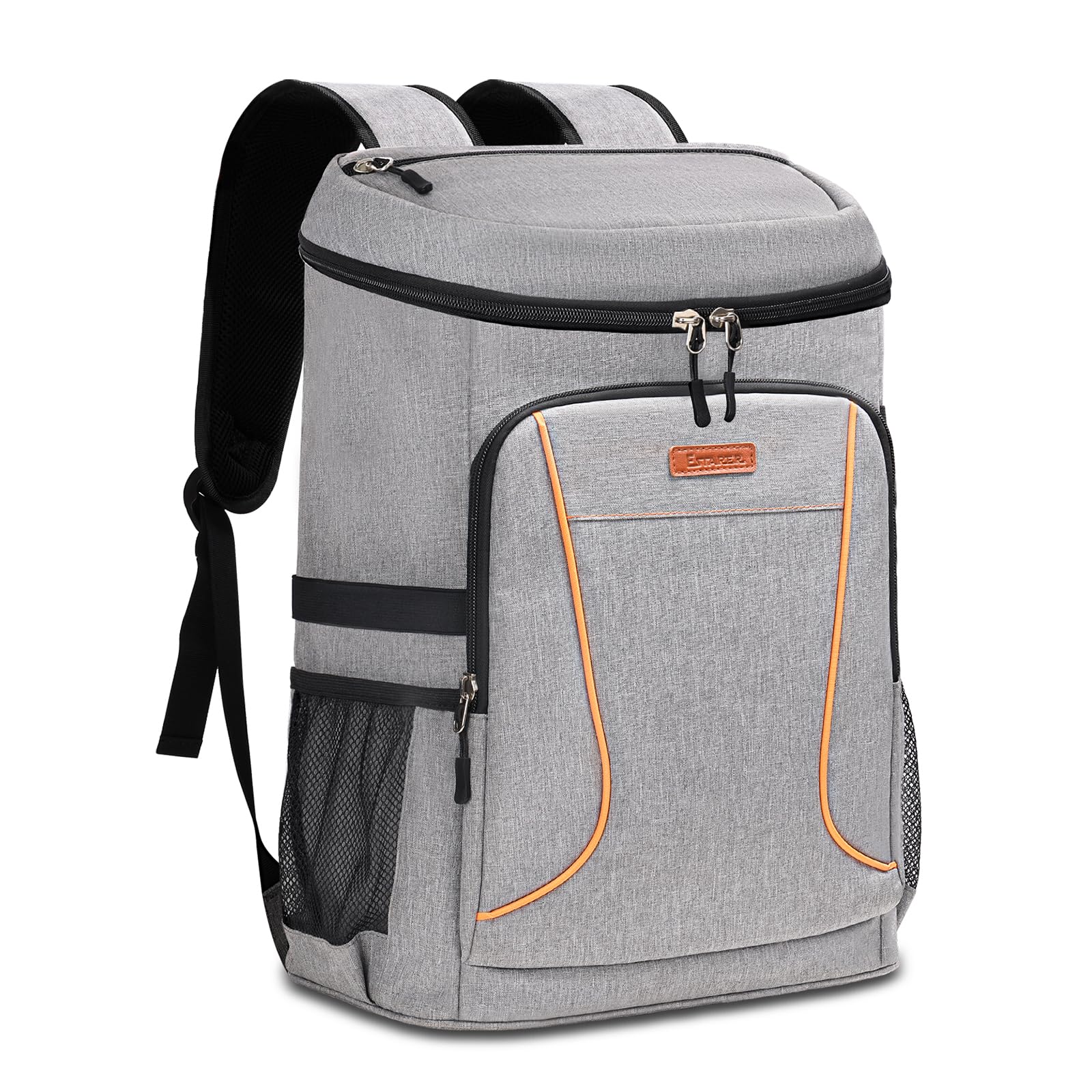 Estarer 35L Cool Bag Backpack Large Insulated Cooler Rucksack Leakproof Picninc Bag for 4 Persons,Men Women Lunch Bag for Outdoor Camping Beach (Grey, Large)