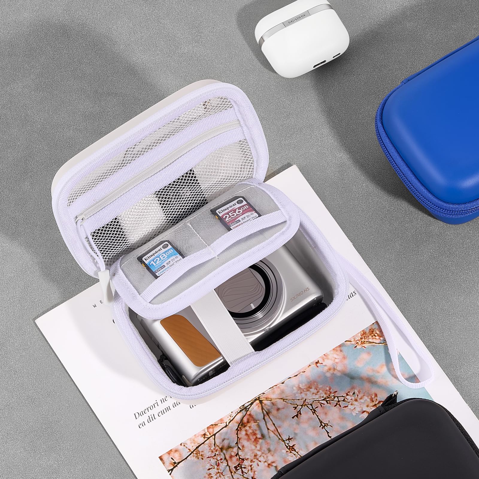 ProCase Hard Shell Digital Camera Case for Canon G7X Mark III Mark II, Sony Cybershot, PowerShot SX740, Ricoh GR III, Kodak Pixpro, Compact 4K Vlogging Small Cameras Travel Carrying Storage Bag -Blue