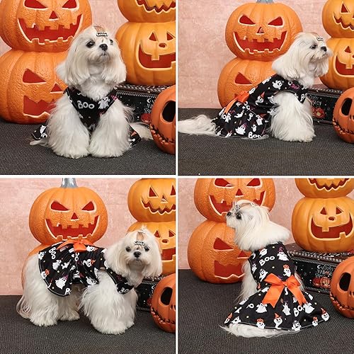 Miniatura 10 de CuteBone Vestido floral para niña, falda de cachorro, traje de gato, ropa para mascotas para perros pequeños, disfraz de cumpleaños, BF23XS