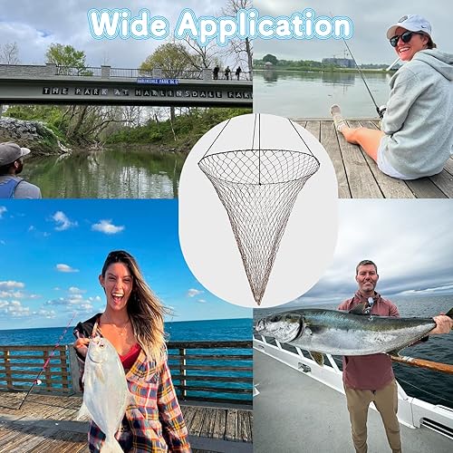 Miniatura 7 de Red de Pesca Plegable para Muelle y Embarcadero, Red de Puente Portátil, Red para Carnada de Cangrejo y Camarones con Balde, Aro de Acero Suave y