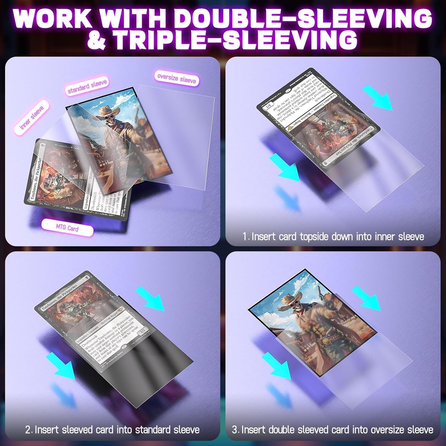 MTG Card Sleeves 100CT (Skull Outlaw), Matte Art Card Sleeves, Matte Back & Clear Front, 66x92mm