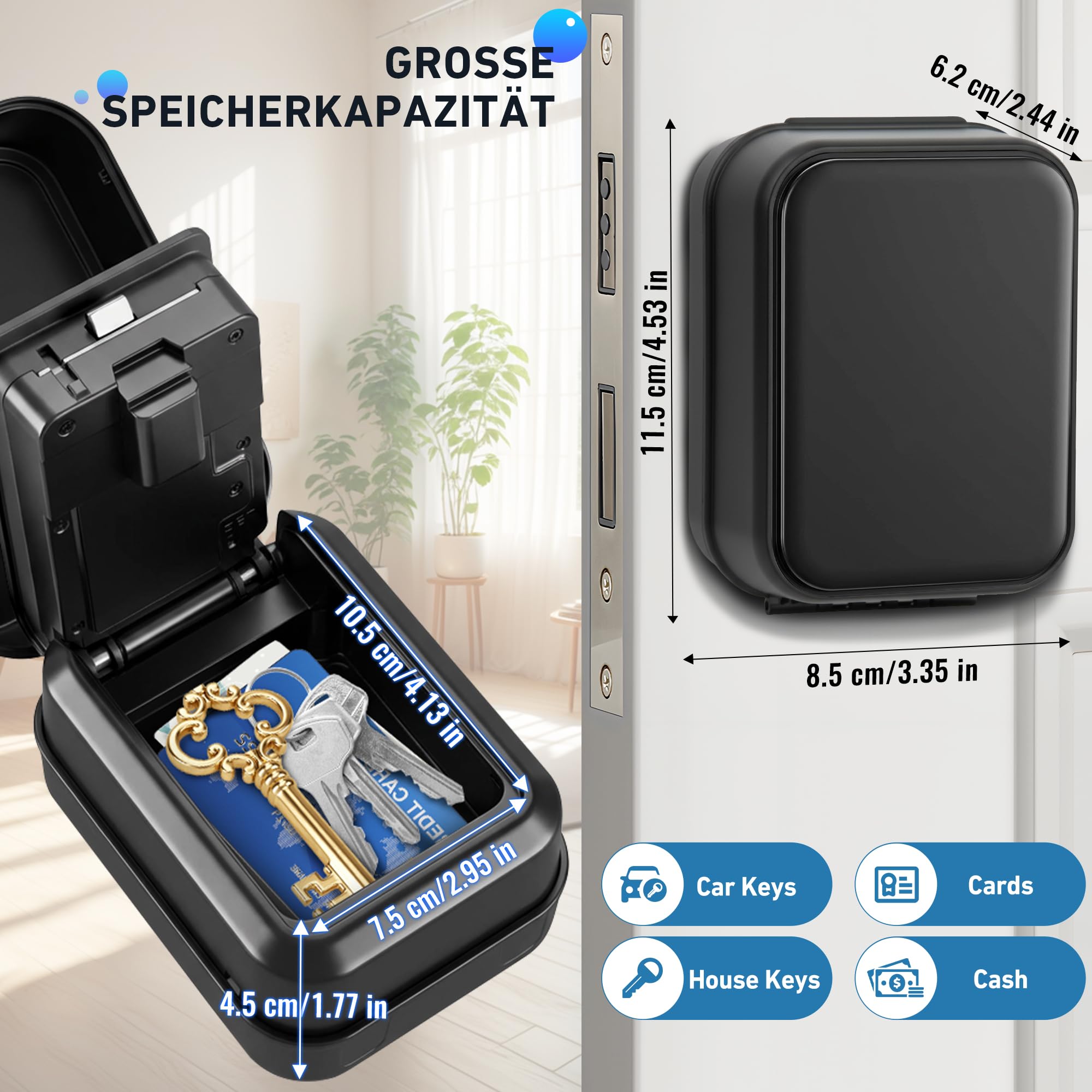 Boîte à Cléfs Sécurisée Exterieur |Bluetooth Connectée| Boitier Clefs Murale Digital Boite a Clef Connectee & Codes Multiples, IP65 Étanche Boite a Cle avec Code Rétroéclairé
