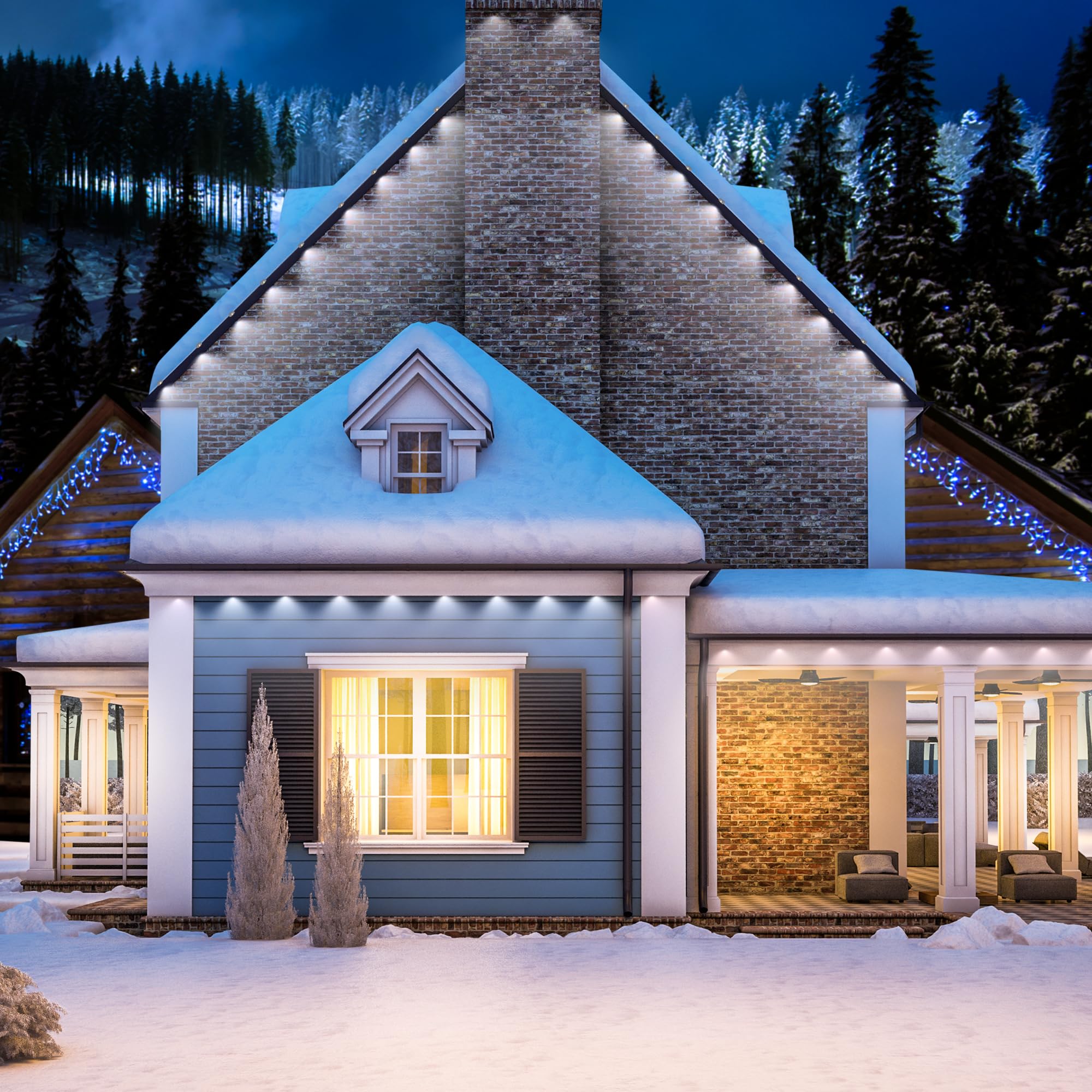 Tacobey Luci di Gronda Natale - 15m 36 LED Catena Luminosa Bianco Freddo con Telecomando, 8 Modalità, Impermeabile, Timer, Collegabile Luci di Gronda Natalizie da Esterno ed Interno