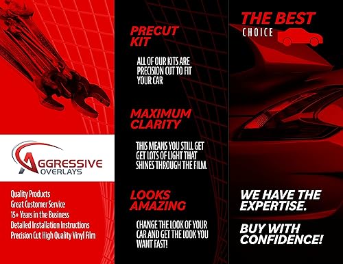 Miniatura 7 de Aggressive Overlays Compatible con Jeep Grand Cherokee 2014-2021 con película de luz trasera teñida de tercer freno ahumado oscuro