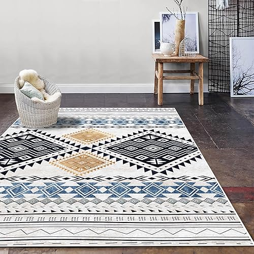 Miniatura 7 de Alfombra para sala de estar, alfombra de pelo bajo de 2 x 3 pies, alfombra fina suave para dormitorio, cocina, lavandería, lavable, antideslizante,