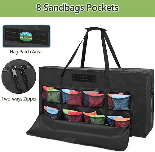 Miniatura 3 de GOBUROS Funda de transporte Cornhole para tablero de tamaño reglamentario de 4 x 2 pies, bolsa de transporte de cornhole con bolsillos frontales