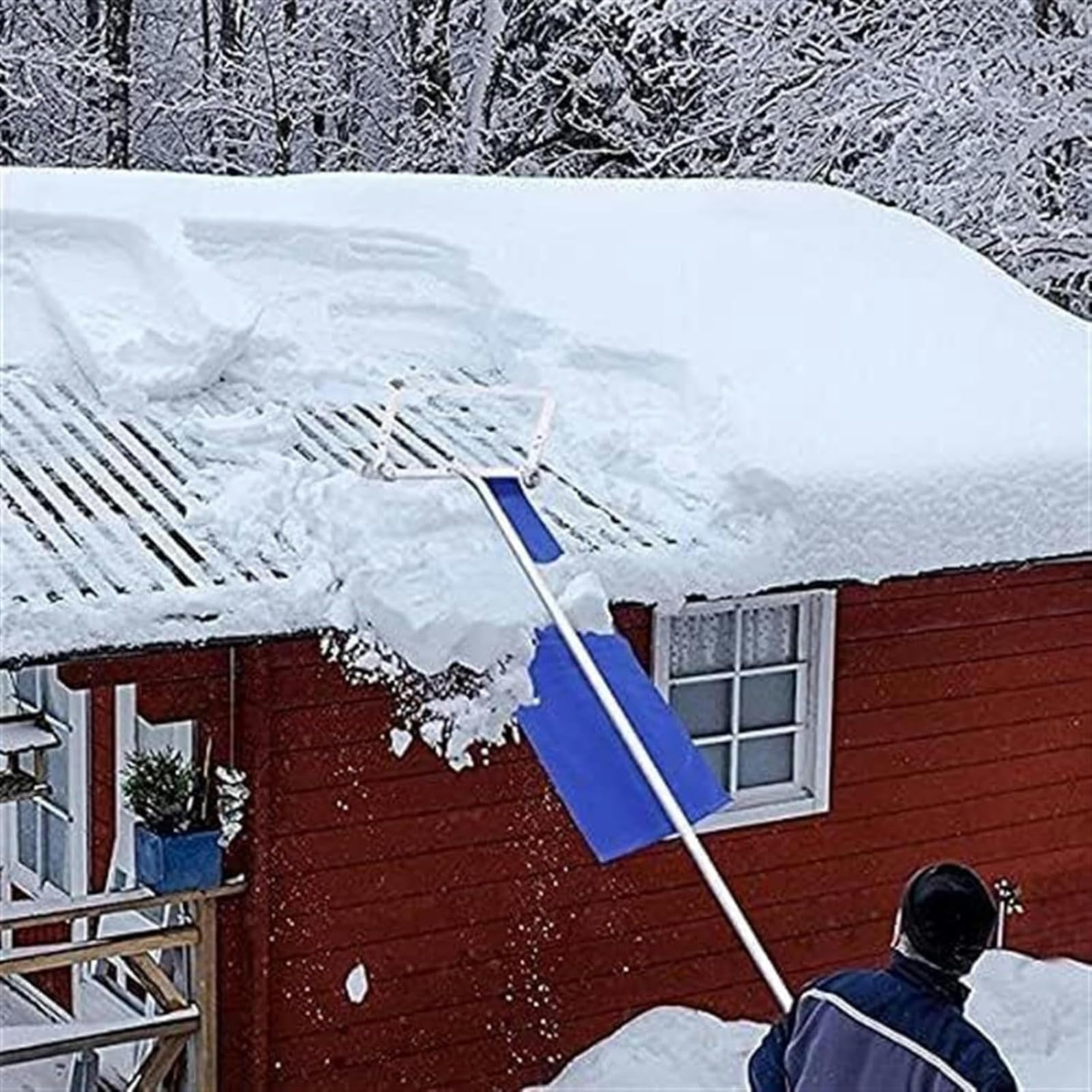 Râteau à neige extensible avec cadre en aluminium léger et tête en tissu pour déneigement de véhicule et de maison