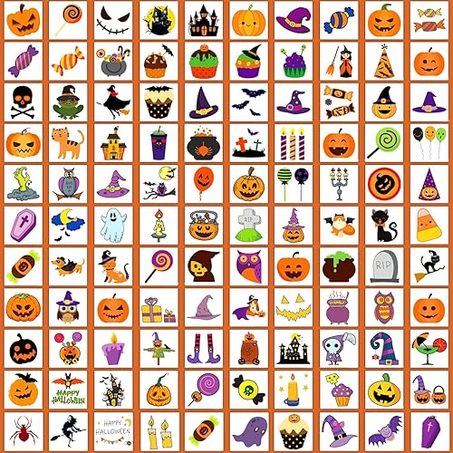 Miniatura 4 de Partywind 204 hojas envueltas individualmente, tatuajes de Halloween para suministros de fiesta de niños, decoraciones de fantasma de calabaza de