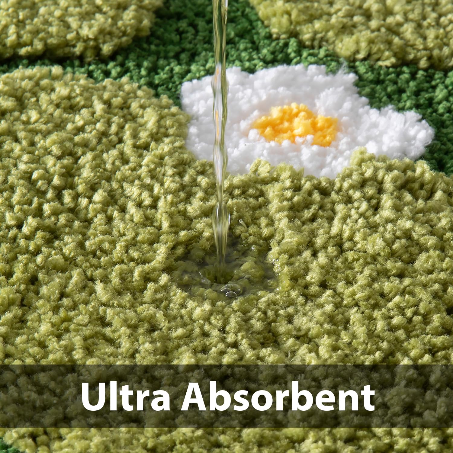 COMBLUE Green Moss - Alfombra de baño antideslizante, ultrasuave, absorbente, decoración estética, peluda, extra larga, para suelo de baño, ducha, dormitorio, lavable a máquina, 28 x 63 pulgadas