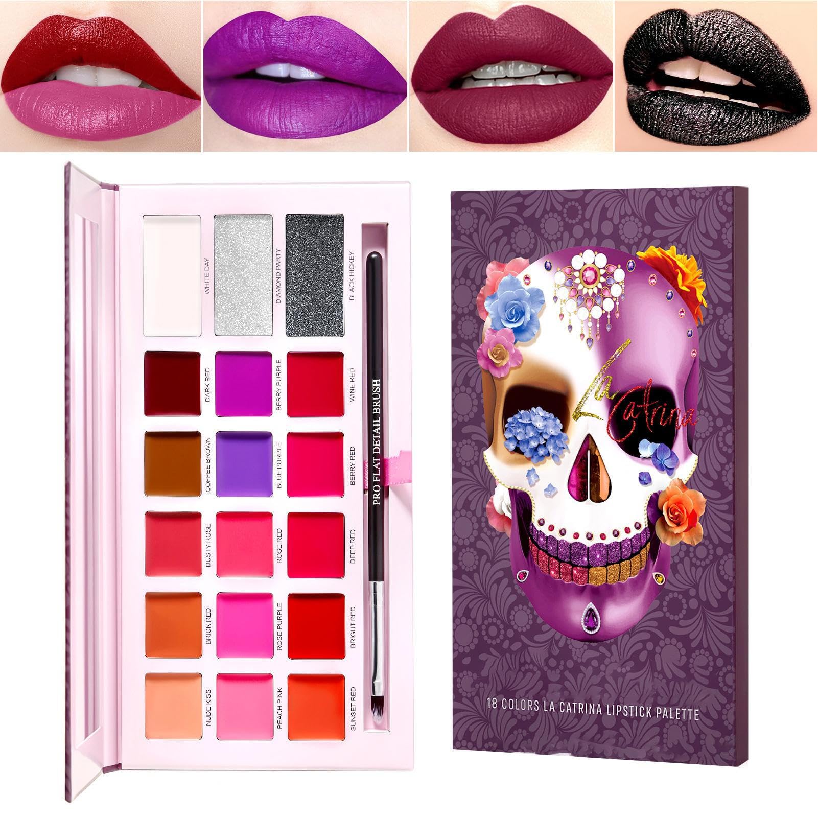 Palette di per donne, per labbra per trucco Rossetto a 18 colori idratante | Cosmetici in costume di Halloween A lungo duratura per la raccolta, le prestazioni