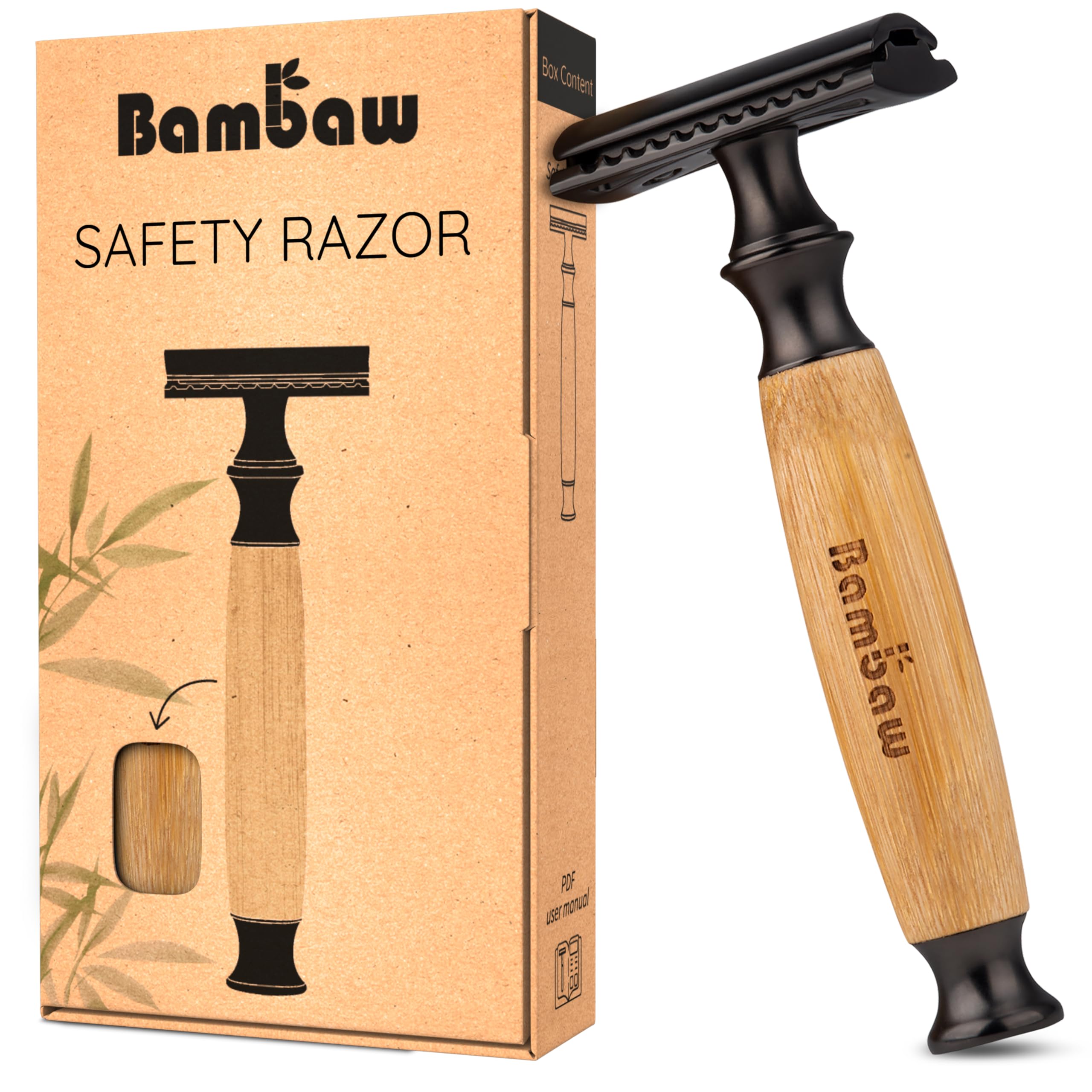 Bambaw Bamboo Safety Razor for Men and Women | Double Edge | Fits All DE Blades | Eco-Friendly and Reusable | Classic Design
