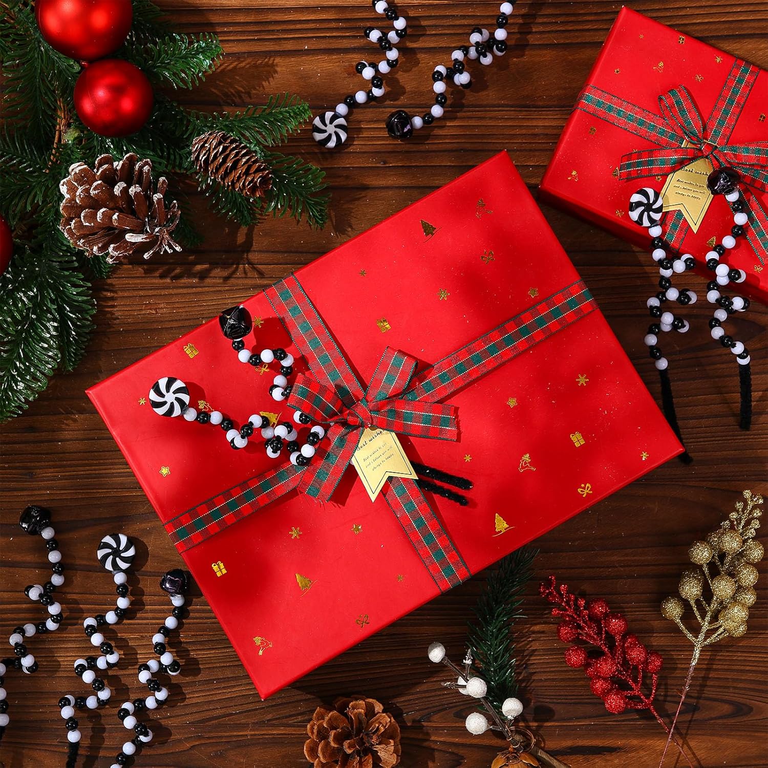 Tigeen 50 Pcs Christmas Candy Cane Pick White Black Christmas Tree Curly Pick Ornaments Xmas Candy Shape Tree Topper Decorations Home Office Crafts - Image 5