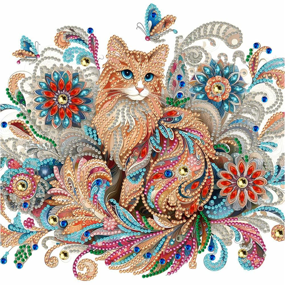 LEADINTOP ダイヤモンドアート 猫 不規則ビーズ 30X30cm かわいい ダイヤモンドペインティング ビーズアート キット モザイクアート 人気 初心者 大人 子供 DIY 手作り 手芸キット プレゼント 芸術品 装飾