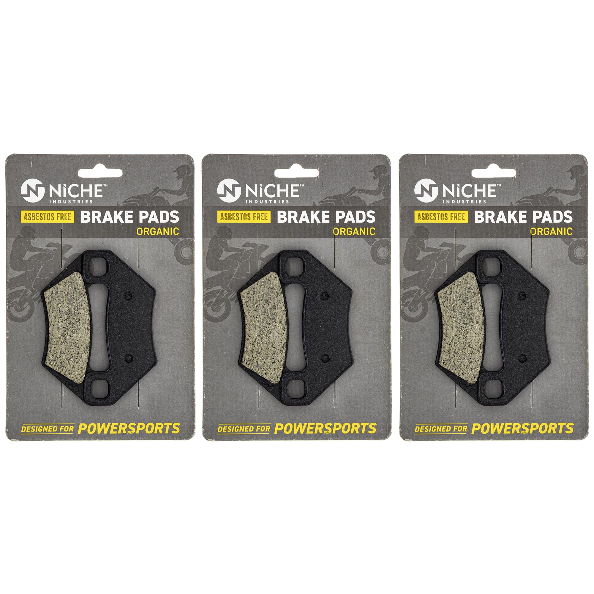 Ceramic Brake Pad Set For Arctic Cat ATV/UTV - Front & Rear, 3-Pack, Fits 1436-420 & Others