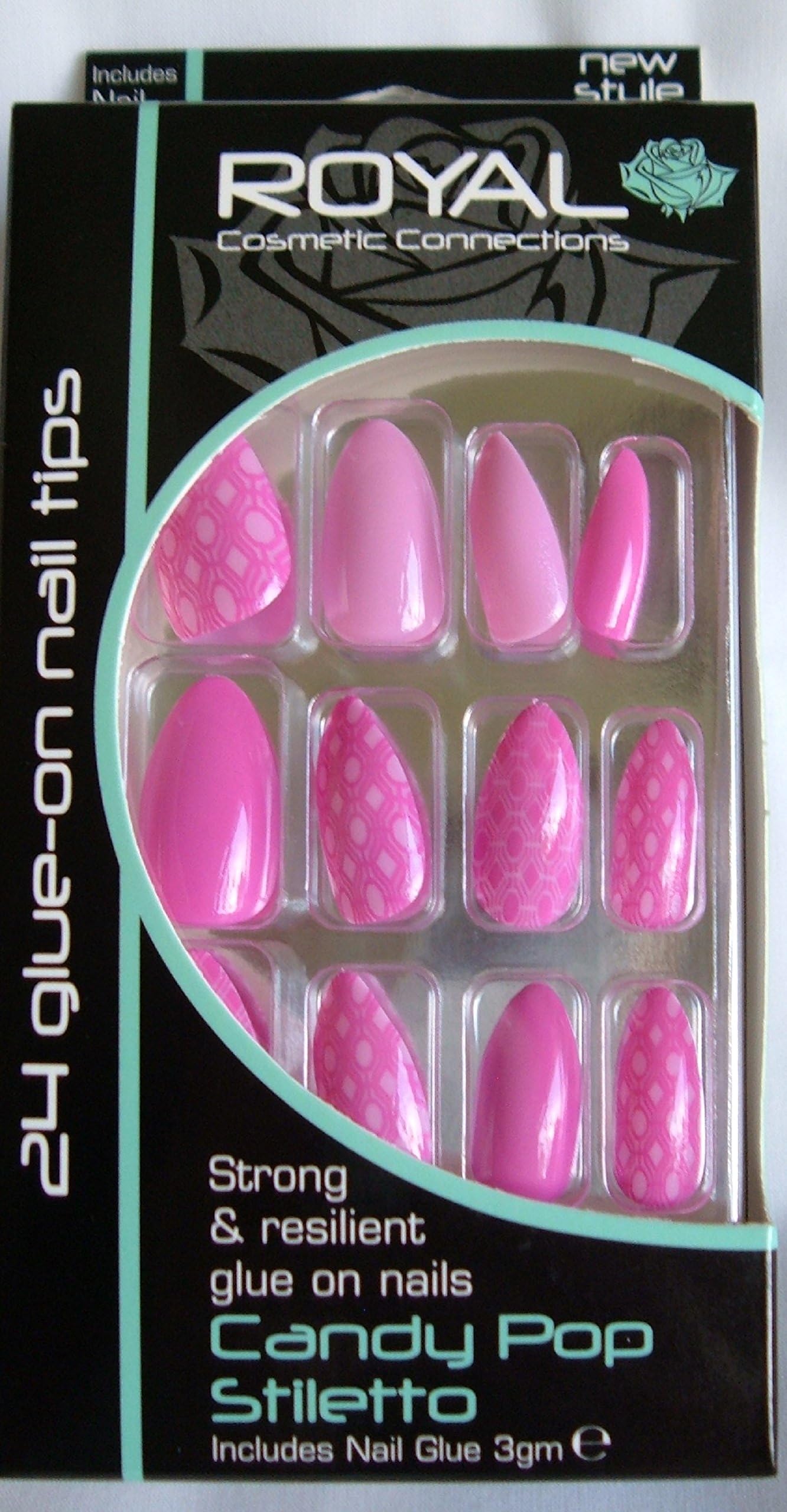 Royal 24 Glue on Stiletto Nail Tips (Candy Pop)