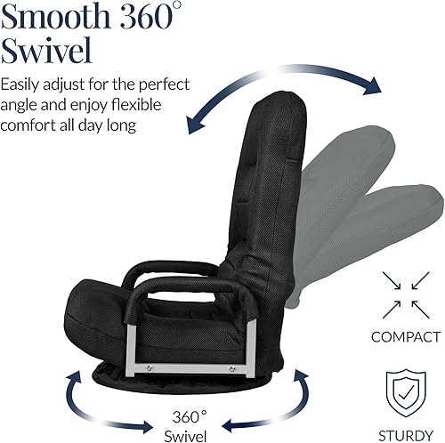 Miniatura 6 de Best Choice Products Silla giratoria para juegos de 360 grados, multiusos, para TV, leer, jugar videojuegos con soporte lumbar, asas para