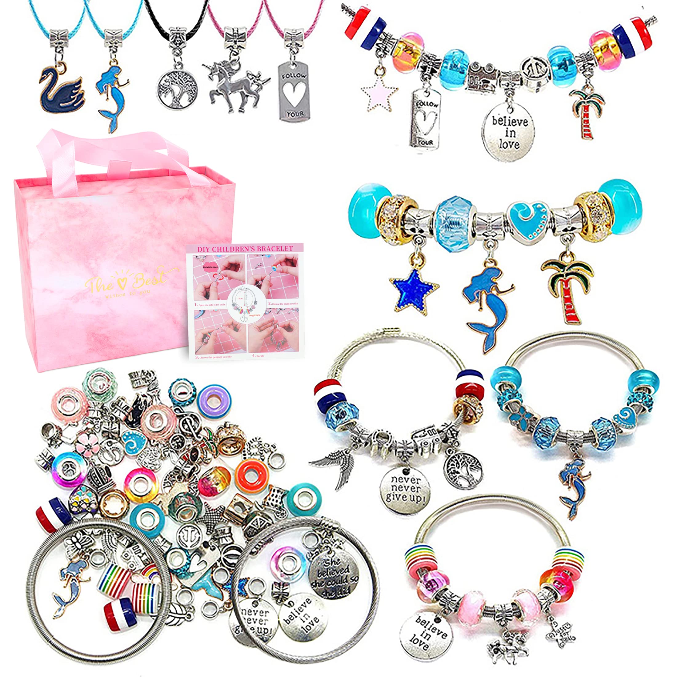 Photo 1 of 71Pcs Charms Bracelet Making Kit for Girls, Jewelry Making kit with Beads?Jewelry Charms Bracelets for DIY Craft, Jewelry Gift for Teen Girls for Girls