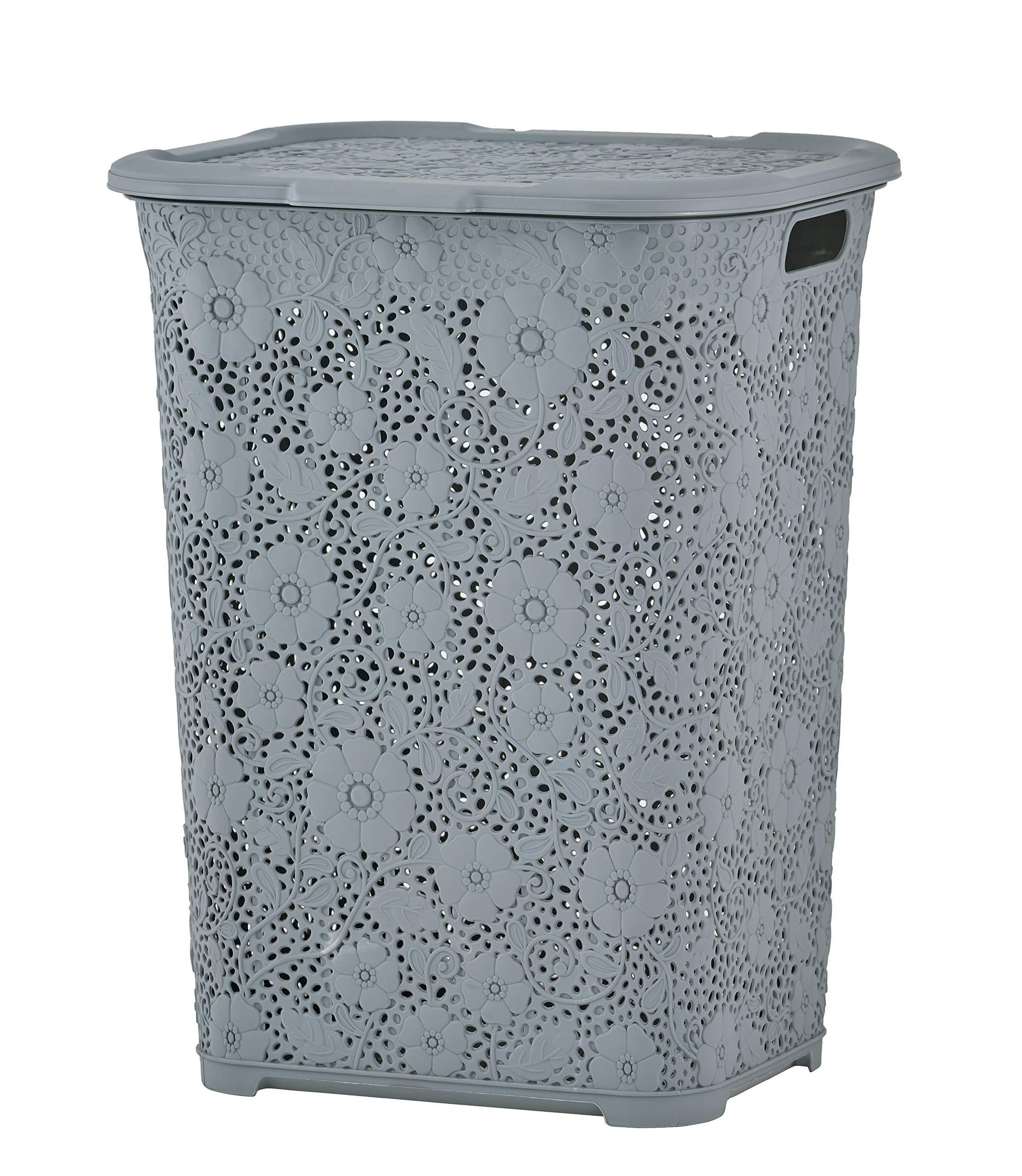 Cesto Per Biancheria - 47 Litri, Grigio, 67x46x26 Cm - In Plastica Resistente, Con Manico - Ideale Per Casa O Lavanderia