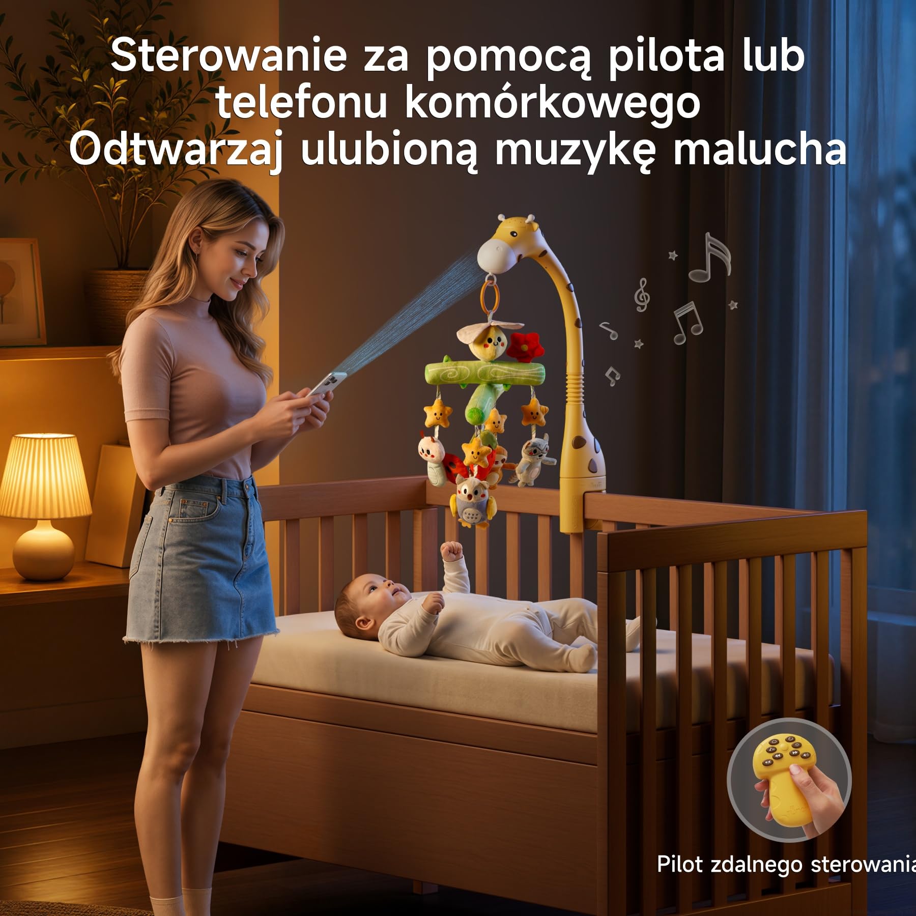 TUMAMA Karuzela dla Niemowląt, Zabawki do łóżeczka z światłem Muzyką
