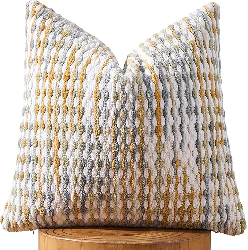 Miniatura 14 de AmHoo Juego de 2 fundas de almohada decorativas de chenilla estilo bohemio, funda de almohada con borlas para sofá, cama, dormitorio, sala de estar,