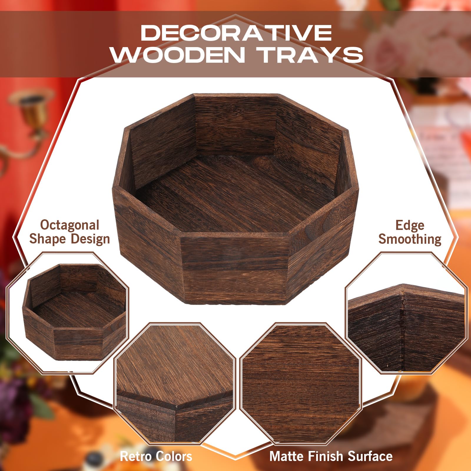 Menkxi Juego de 3 elevadores octangulares de madera, 3 tamaños diferentes, soporte para cupcakes, soporte de postre rústico blanqueado, caja de exhibición apilable para boda, cumpleaños, baby shower,