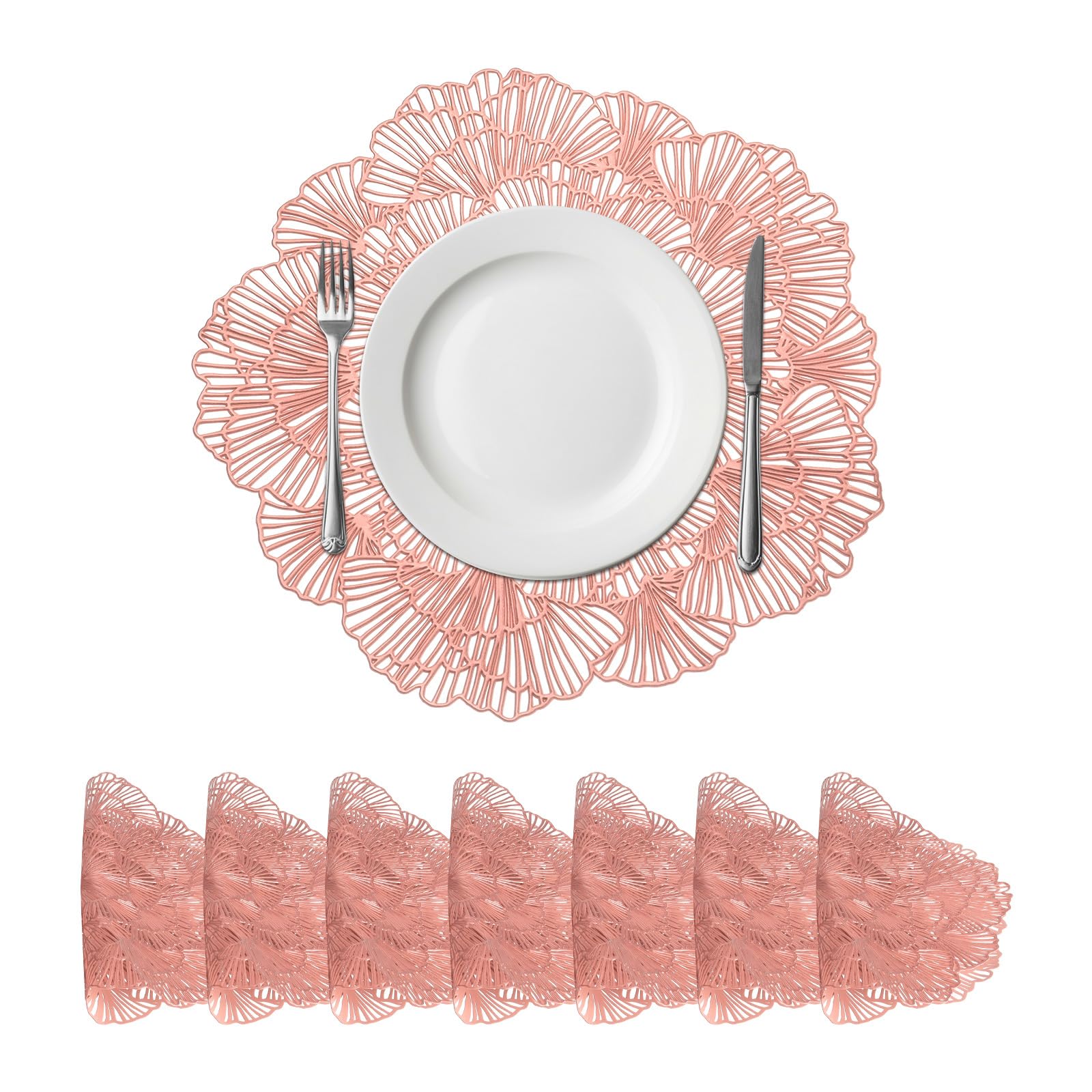 Set de table en polyvinyle pressé lot de 8 napperons ronds lavables cuisine 38x38 cm
