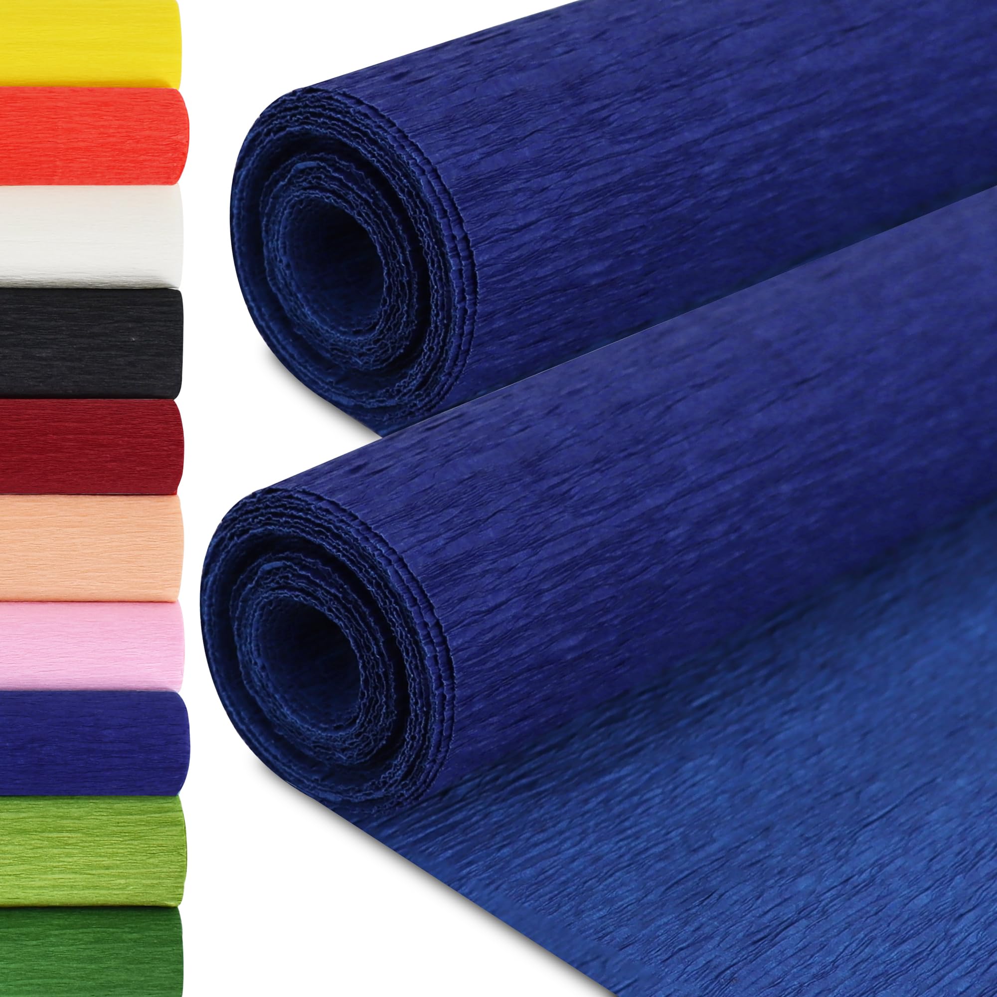 BEISHIDA Dark Blue Crepe Paper Roll, 2 Rolls Crepe Paper Sheet for Craft