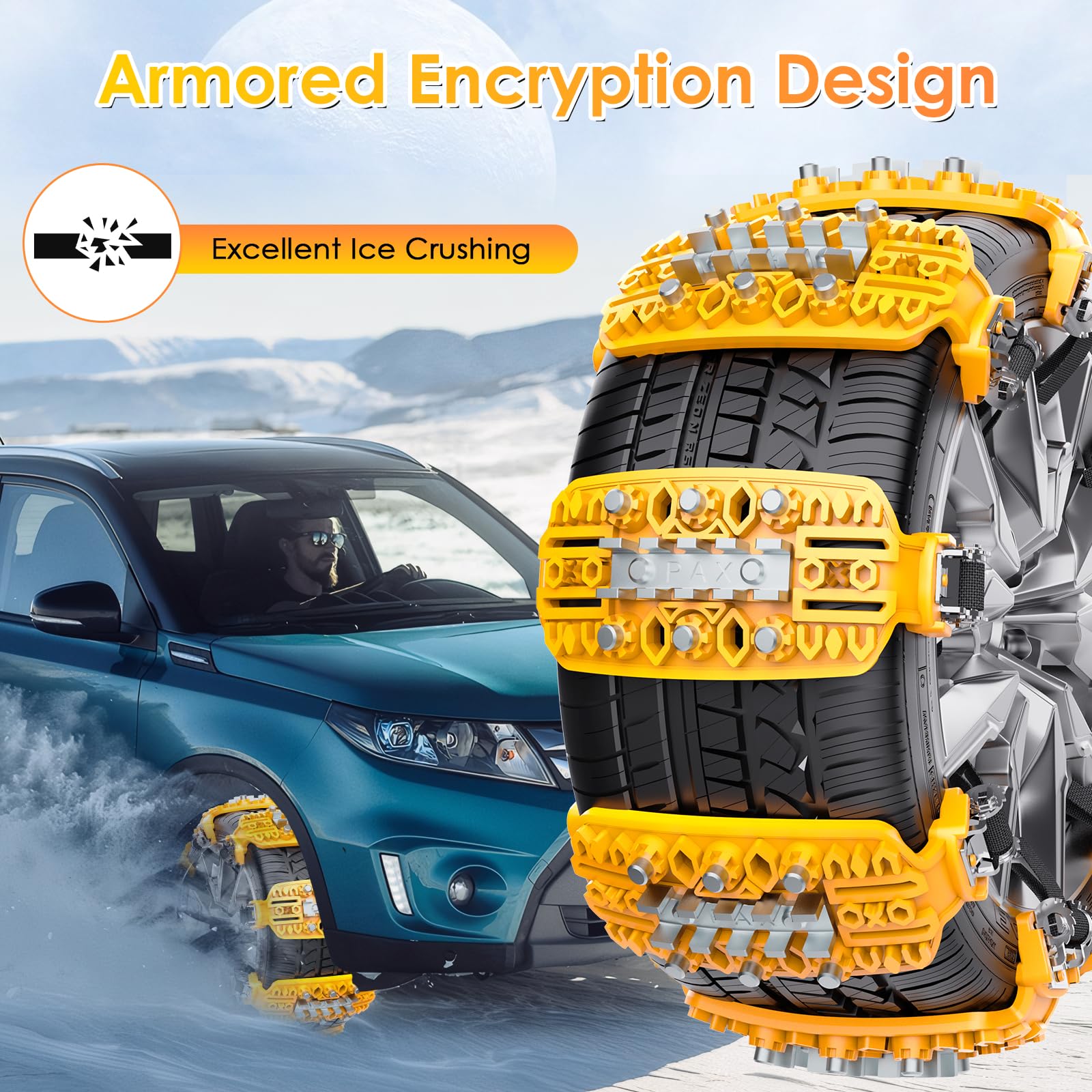 6pièces chaînes à neige pour voitures universelles pour pneus de voiture chaînes de pneus de neige d'urgence antidérapantes chaînes de traction de roue de pneu réglables pour TPU Van camion SUV
