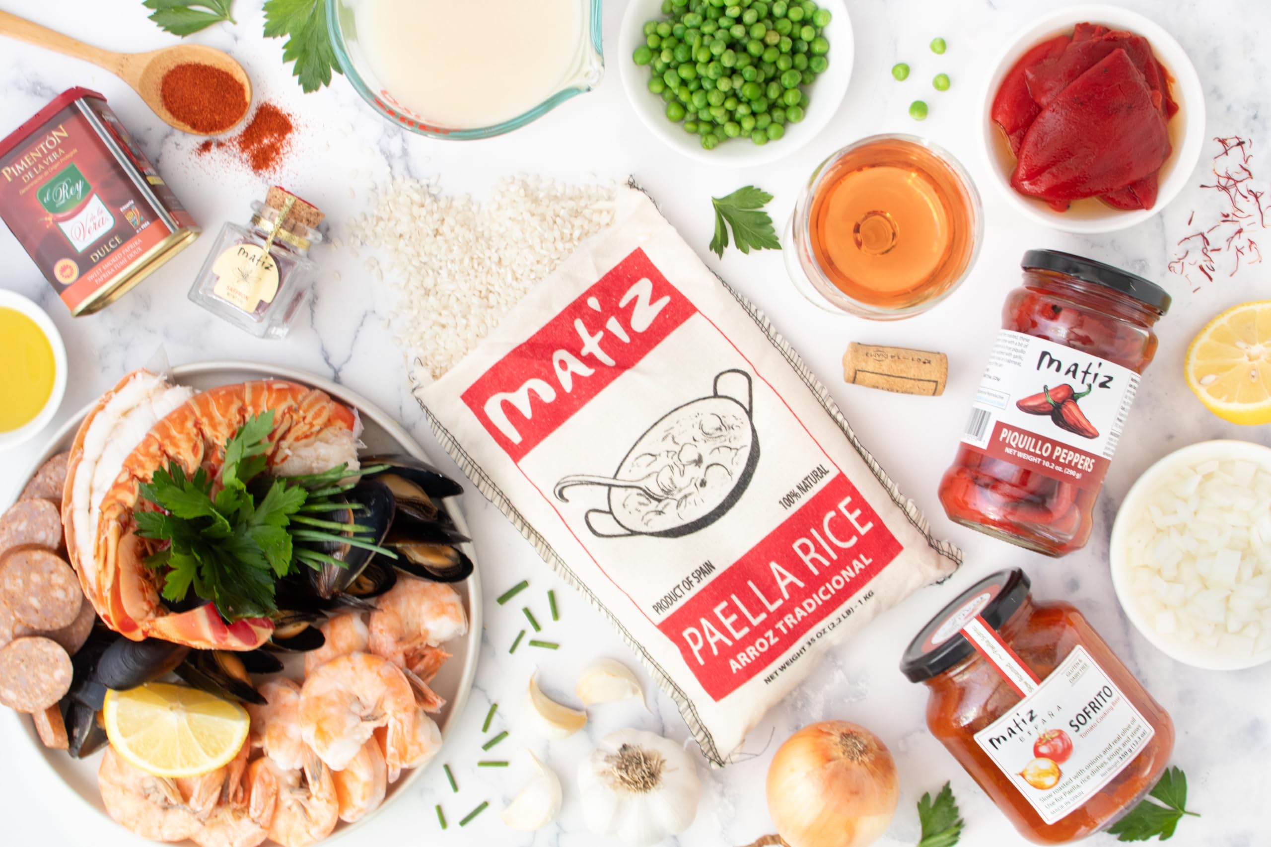 Matiz España Deluxe - Juego de regalo de cocina de paella, ingredientes españoles auténticos | Sartén tradicional, regalo de cocina gourmet y horneado para los amantes de la comida