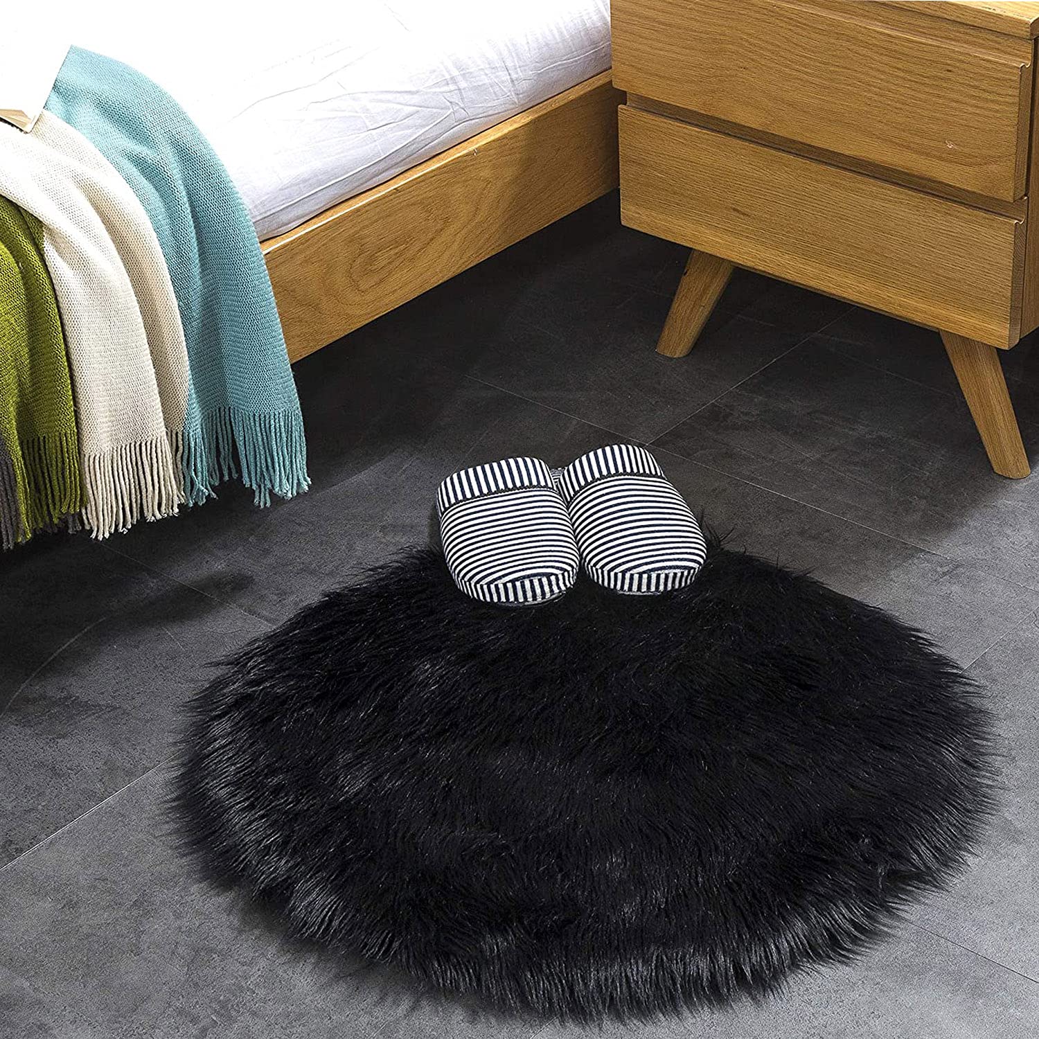 Faux Lammfell Teppich Schaffell Imitat Einfach zu Säubern Dekoration für Stuhl Sofa Matte und Kinder Spielen - 120cm