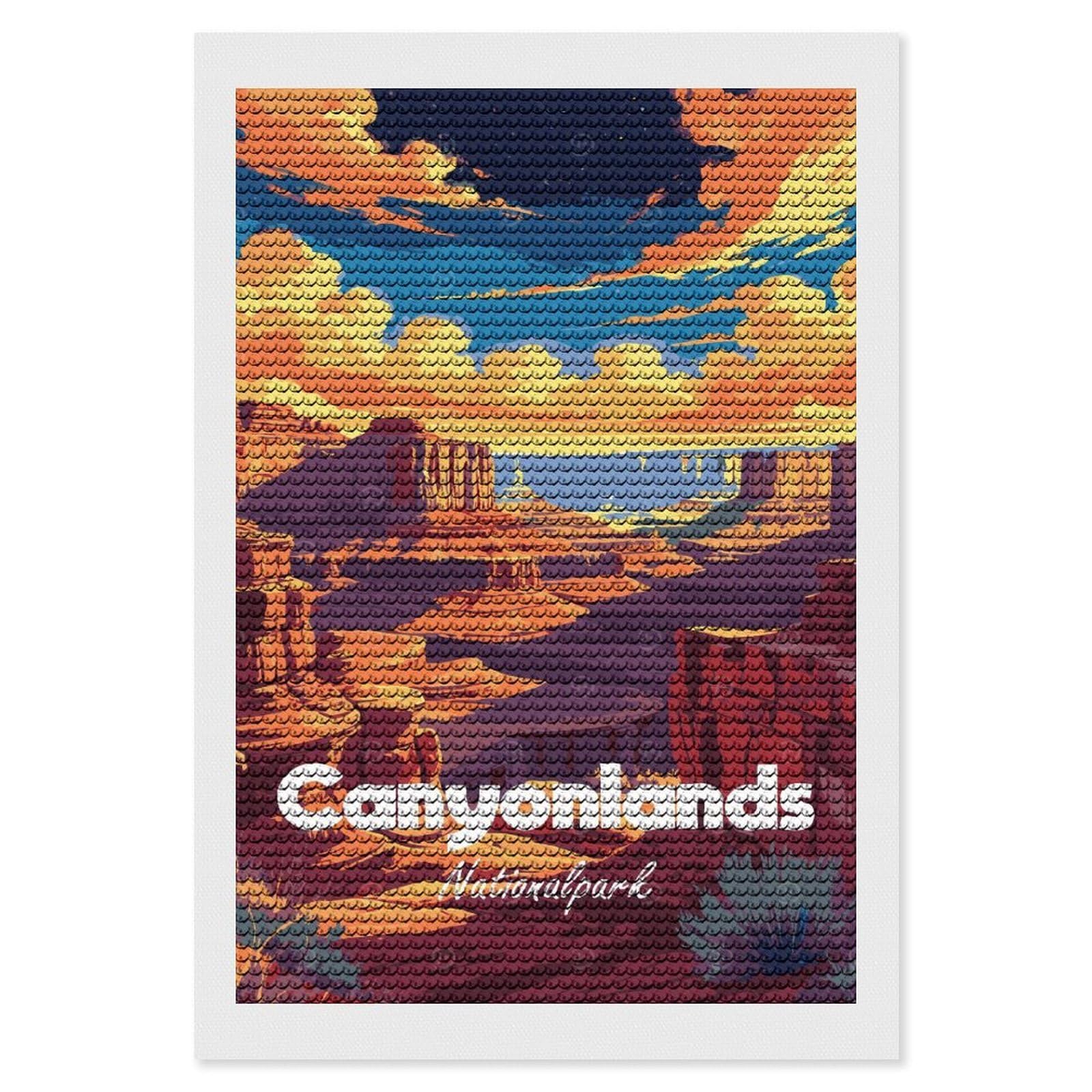 Junmoney Canyonlands National Park Illustration Diamond Art Canvas 8"x12", for Adults, Pleasing Wall Art Project, Modern Decor, Gift Idea, Nice Detail and Sparkle