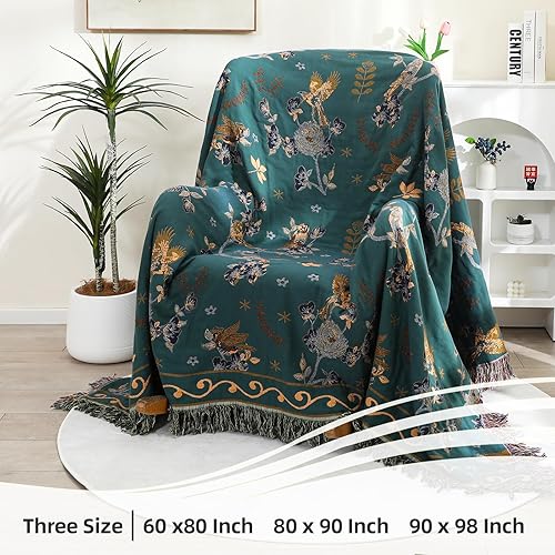 Miniatura 6 de Manta grande bohemia para sofá cama, colcha de lujo ultrasuave, manta bohemia reversible 100% algodón orgánico para sofá, silla, colcha y regalo, 91
