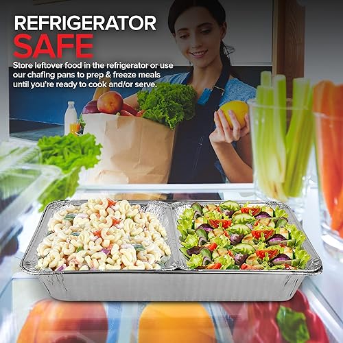 Miniatura 6 de Juego de bufé con tapa desechable, 21 x 13 (paquete de 5) de 9 x 13 pulgadas y tapas (paquete de 10) bandejas de aluminio para servir, bandejas de