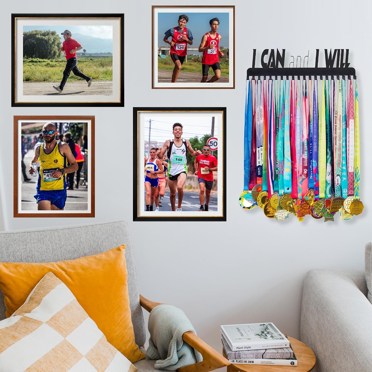 Goutoports Medal Holder Display Hanger - She Believed She Could She Did - Personalized Medal Wall Hanger for Sport Race Runner Sturdy Black Steel Metal Over 60 Medals Easy to Install