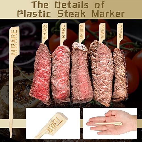 Miniatura 3 de Thyle 200 marcadores de bambú surtidos de 3.94 pulgadas para carne, palos de temperatura para carne, palitos de temperatura para carne, pinchos de