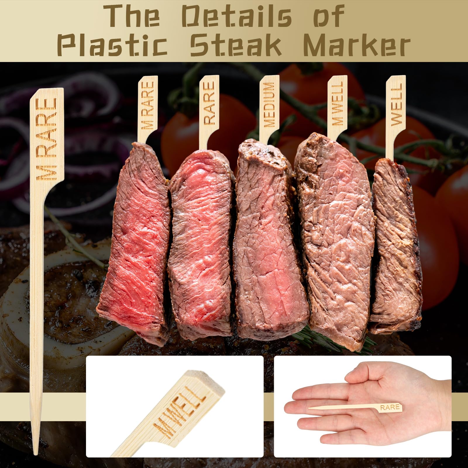 Amazon.com : Thyle 200 Pcs 3.94 Inch Assorted Bamboo Steak Markers