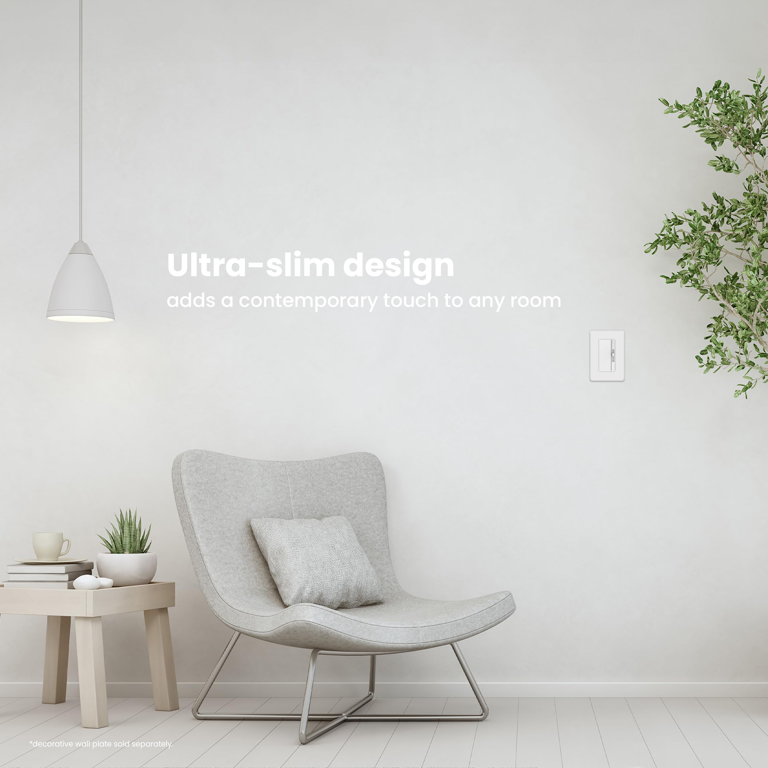 Feit Electric 2 interruttori dimmer per lampadine a LED dimmerabili, interruttore a levetta singolo o 3 vie, piastra a muro e montaggio dadi metallici, DIM/Paddle/2
