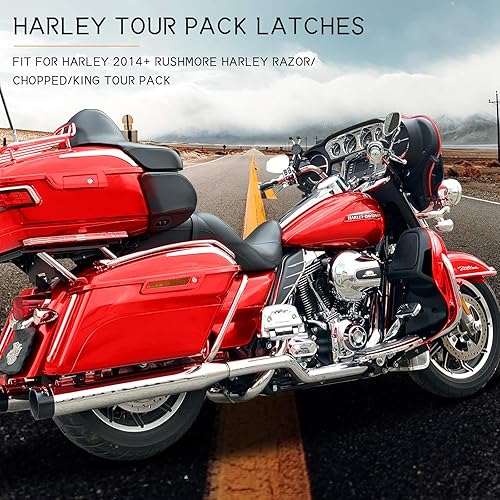 Miniatura 2 de Harley Tour Pack - Pestillos rojo escarlata, cierre de tapa de maletero con llaves para Harley TouringRoad KingRoad GlideStreet GlideElectra