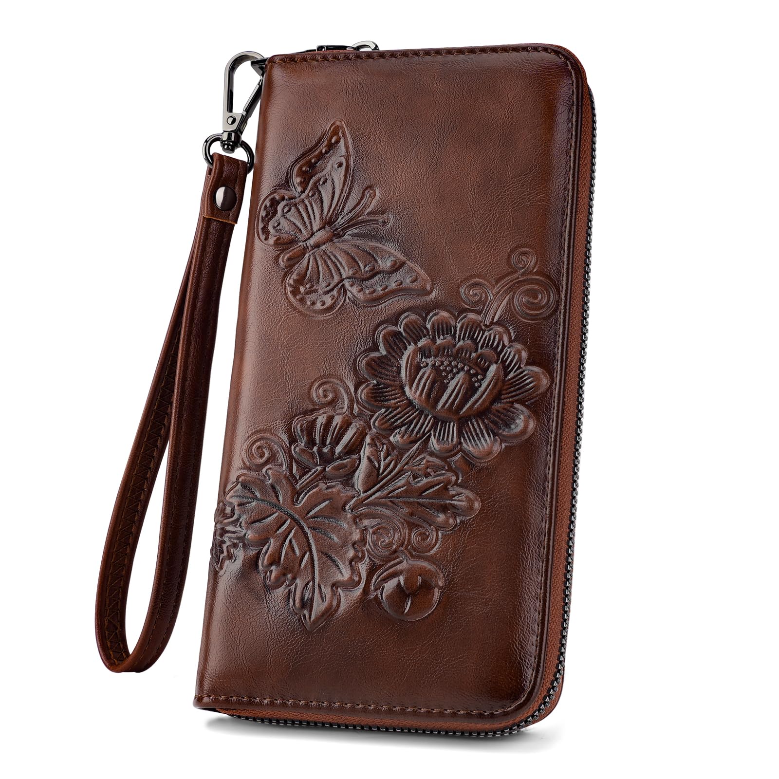 VIMUTI Women's Wallet RFID Embossed Vegan Leather Wristlet