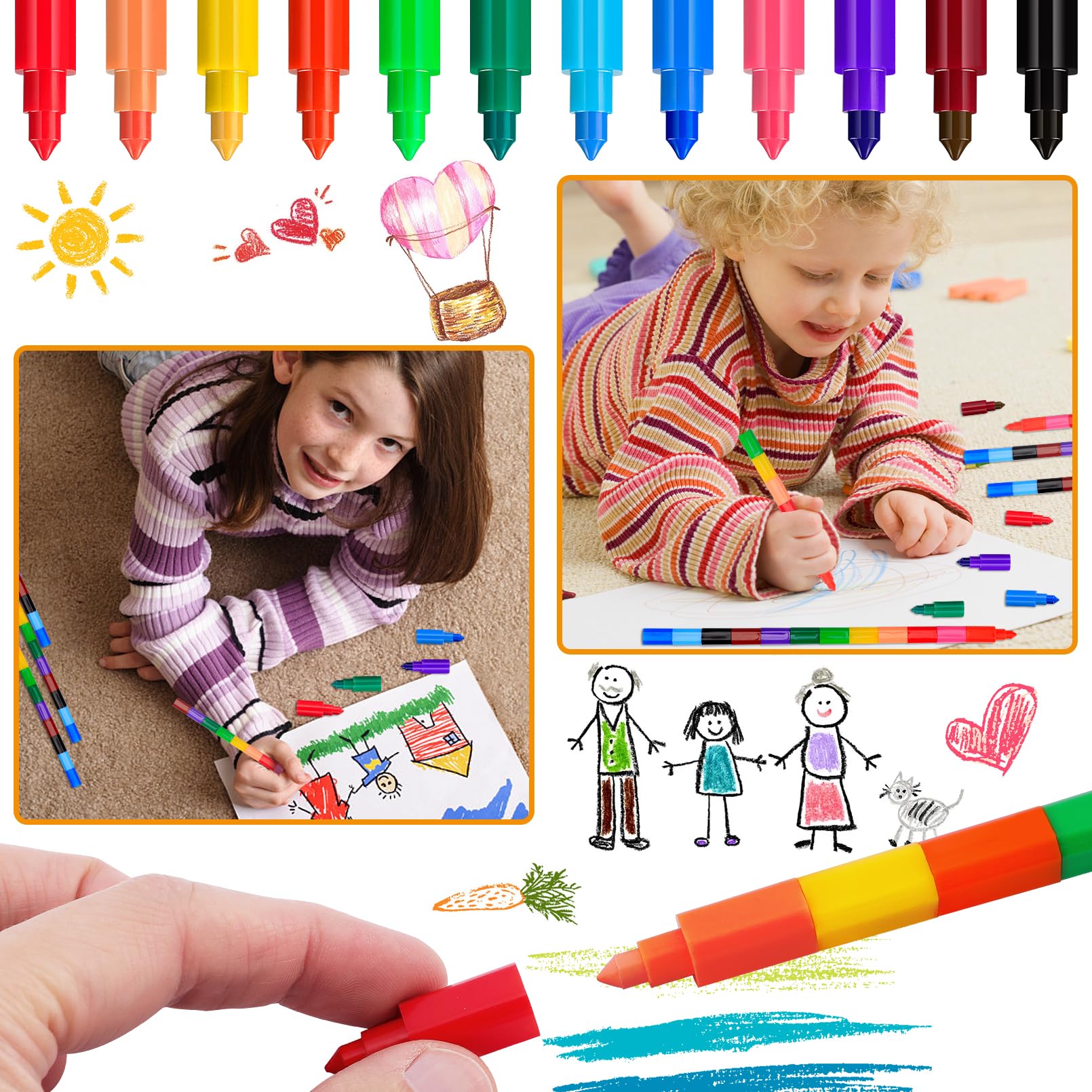 Kids stackable 6 color plastic crayon TK-CP03 - TSKY STATIONERY CO.,LTD