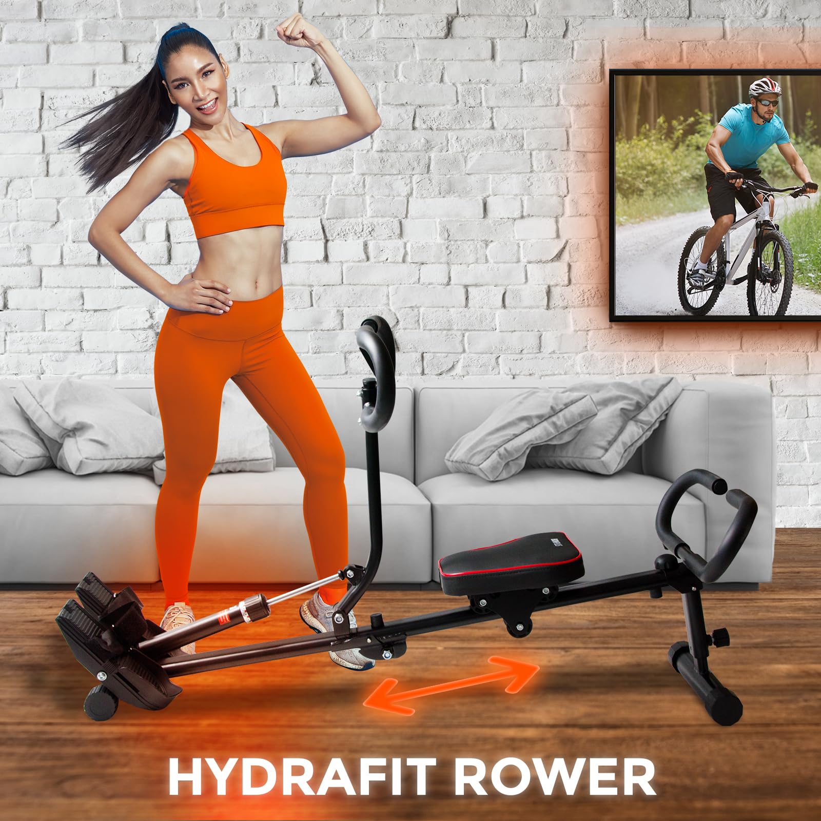Máquina de Remo Ajustable, HydraFit Rower, Remo Multifuncional, 12 Niveles de Resistencia, Contador Incluido, Sistema Hidráulico, 3 Niveles de Intensidad, Plegable