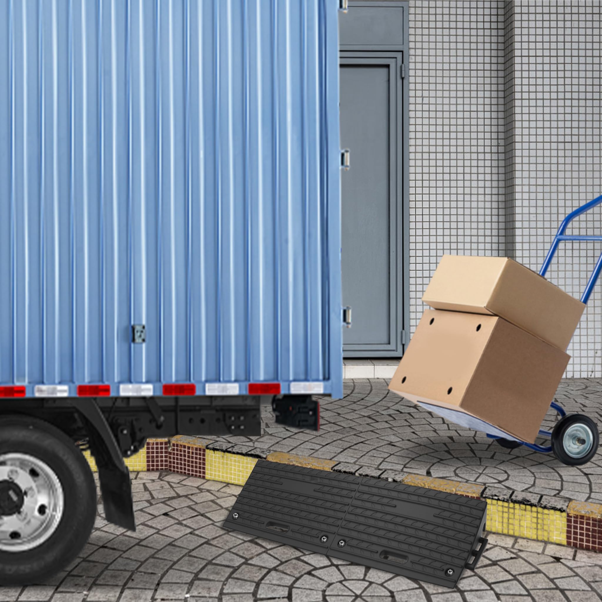 SUBTLETY 2 rampas de goma para bordillos, modulares, de plástico, portátiles, para bordillos, plataformas de carga hasta 2000 kg, antideslizantes, para coche, moto, sillas de ruedas y scooters