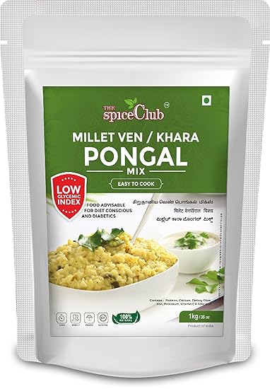 The Spice Club Millet Ven / Khara Pongal Mix 1 Kg (100 % Natural, Low GI, Gluten Free & Diabetics Friendly Food) No Rice Formula