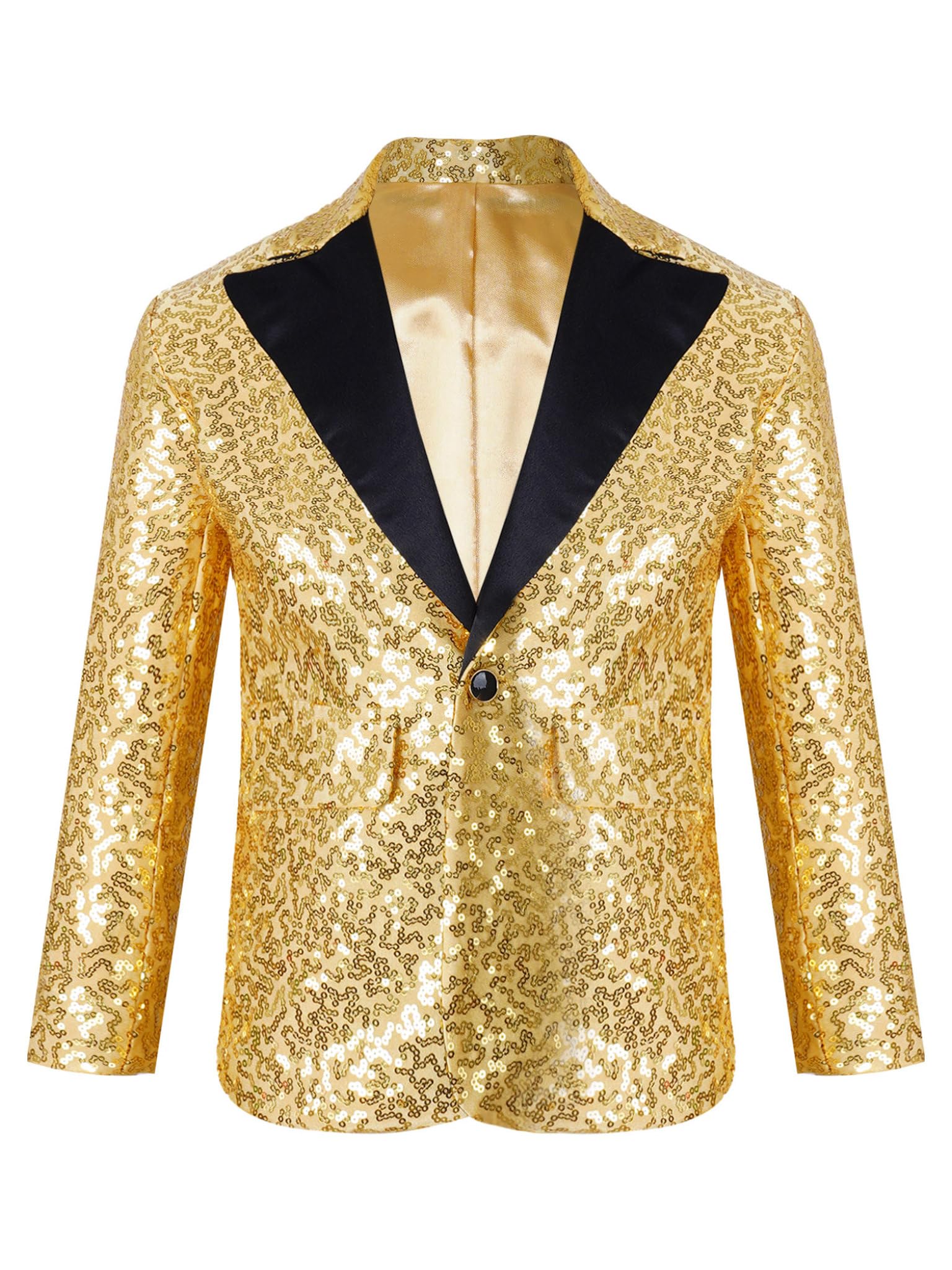 Runhomal - Chaqueta de lentejuelas para niño, manga larga, traje de baile, moderno, jazz Hip Hop lentejuelas, traje de boda, cóctel ceremonia espectáculo de 5 a 16 años