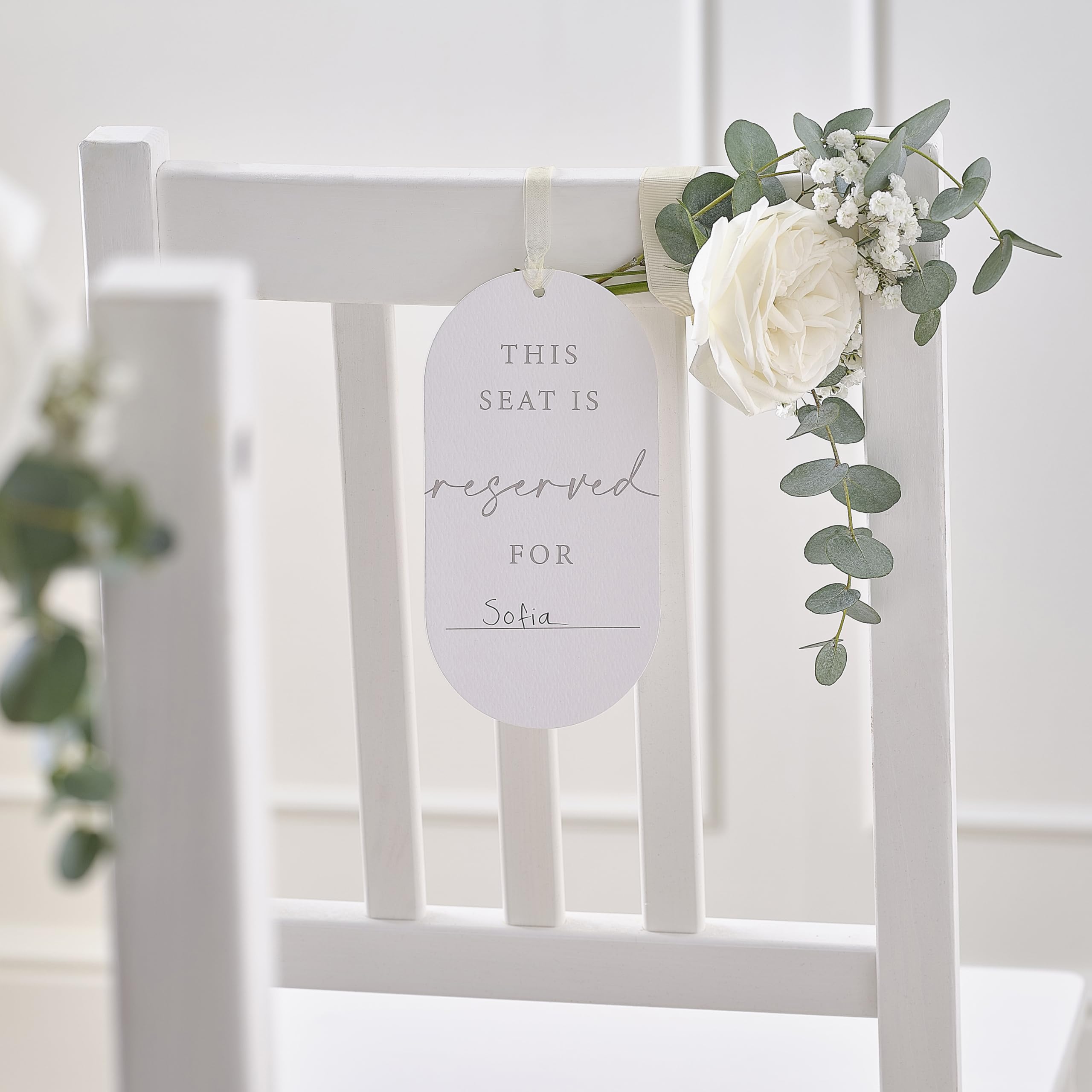 Ginger Ray White Customisable 'Reserved' Wedding Chair Hanging Tags Signs 10 Pack