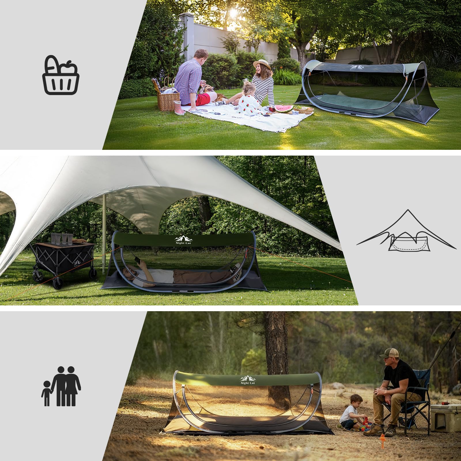 Night Cat Tente Anti-moustiques Pop-up pour 1 Personne avec moustiquaire pour Adultes et Enfants Compatible avec lit de Camping (Exclu Night Cat Tente Anti-moustiques Pop-up pour 1 Personne avec moustiquaire pour Adultes et Enfants Compatible avec lit de Camping (Exclu