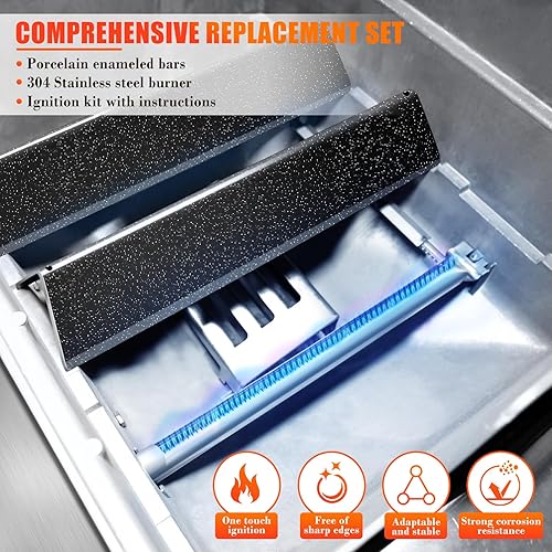 Miniatura 4 de Hisencn 7635 Barras aromatizantes, 69785 Quemador de parrilla para Weber Spirit I y II 200 con control frontal, Spirit E210 E220 S210 S220, para