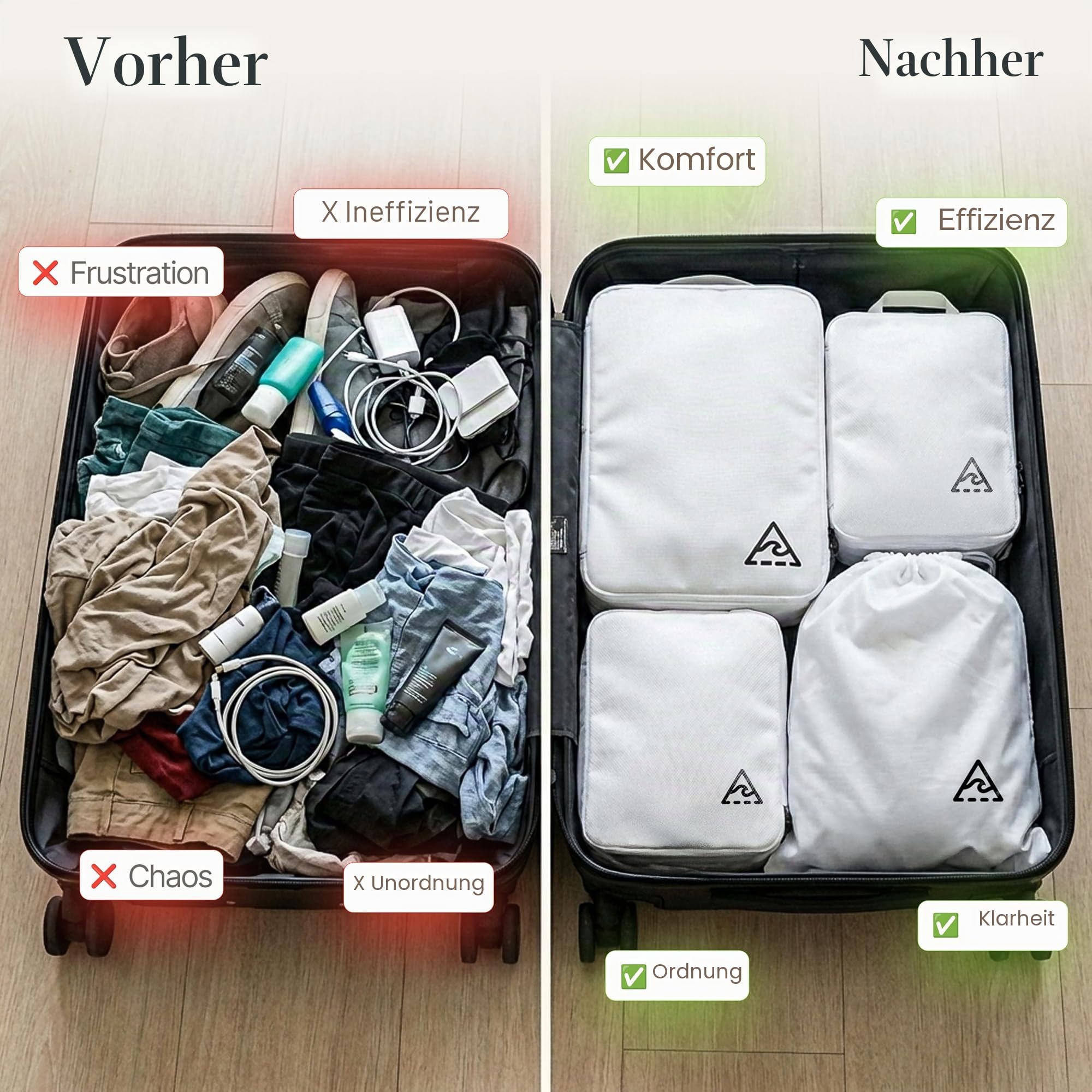 Deluxe Kompressions-Verpackungswürfel für Reisen, Platz maximieren im Gepäck, patentiertes HybridMax-Doppelkapazität-Design, komprimierbare Packwürfel für Reisen, groß, klein, mittel, 8er-Set/4er-Set