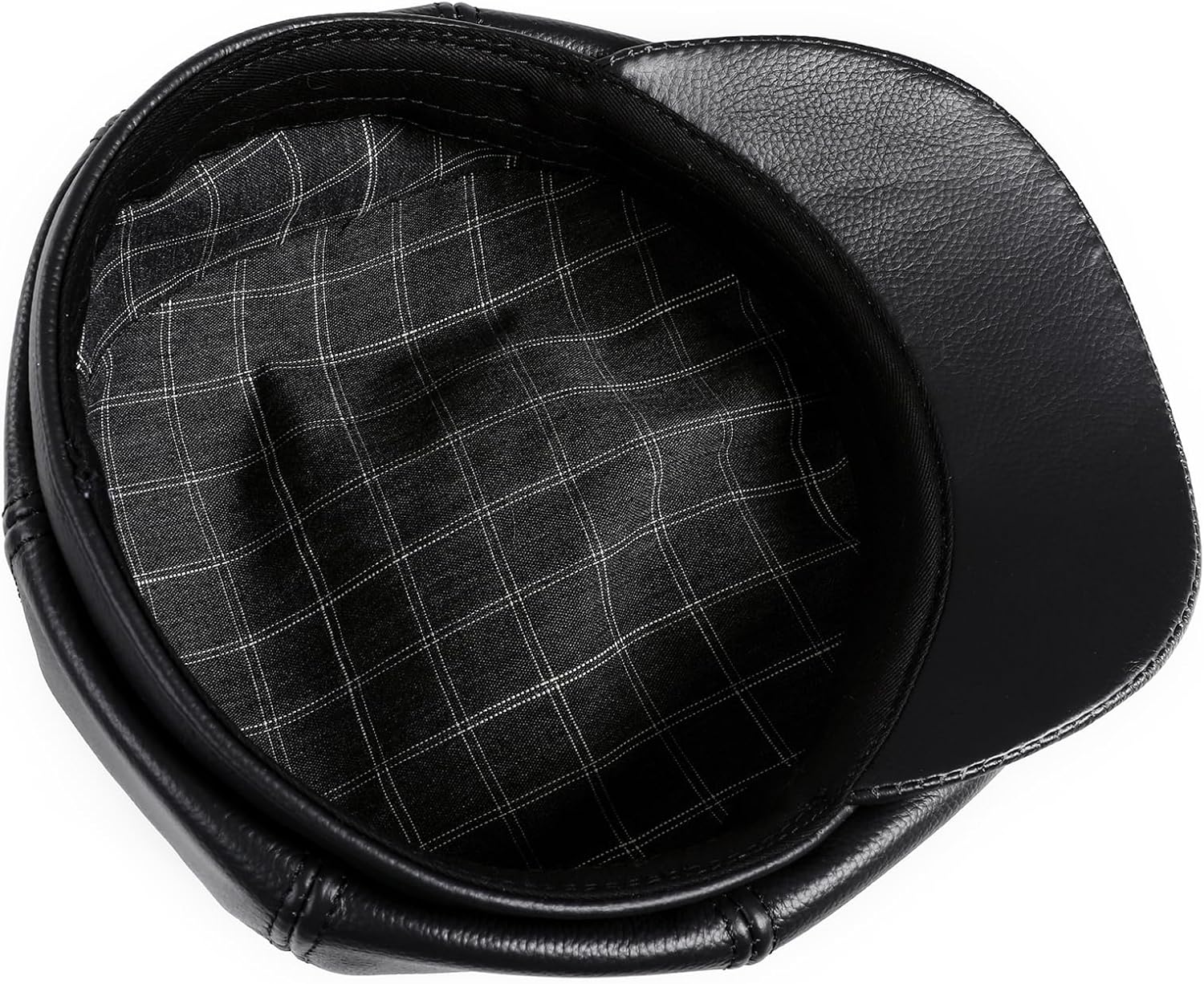 Men's Newsboy Flat Cap 100% Genuine Cowhide Leather Gatsby Ivy Golf Cabbie Hat - Image 7