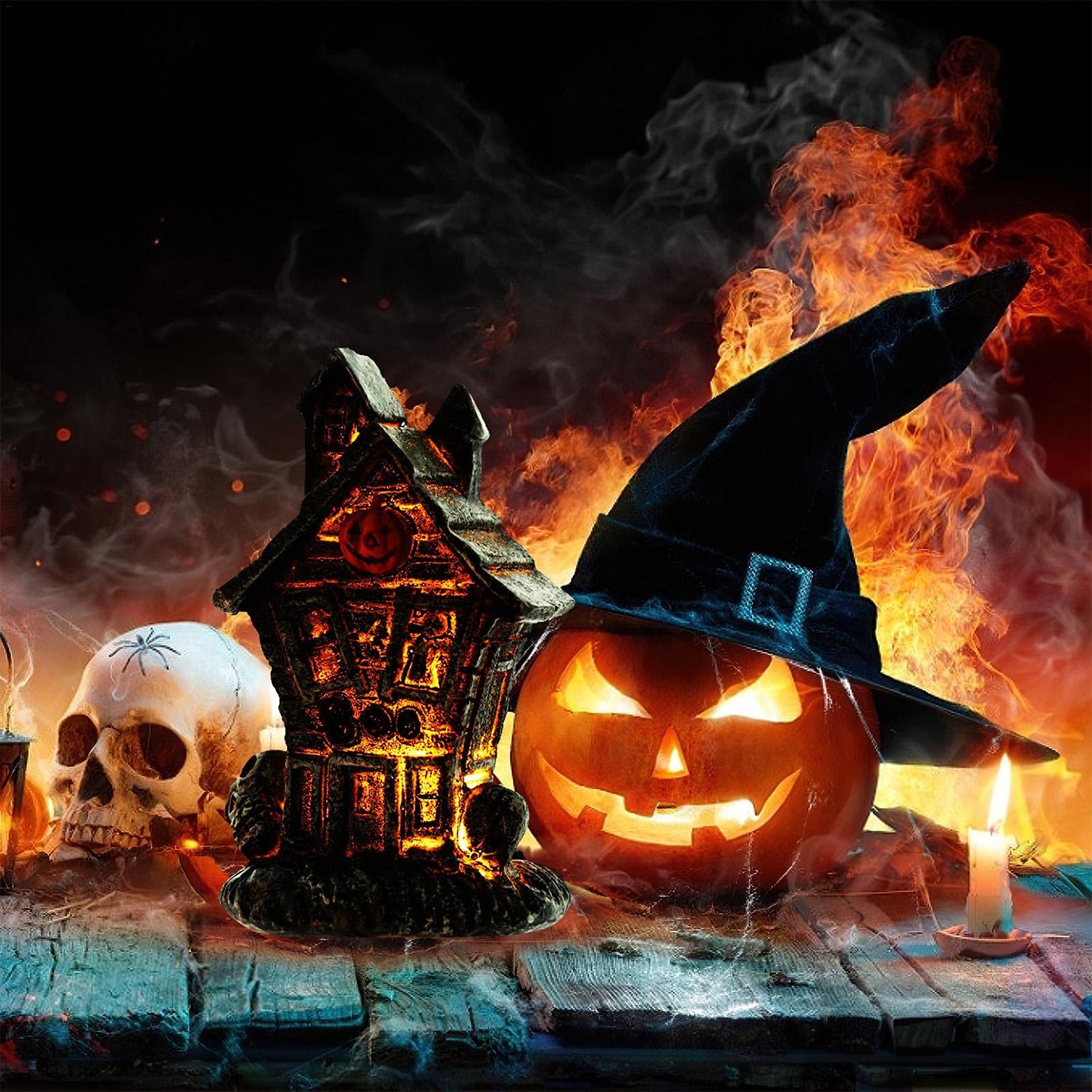 Amazon.co.jp: ハロウィンミニお化け屋敷、LEDパンプキン